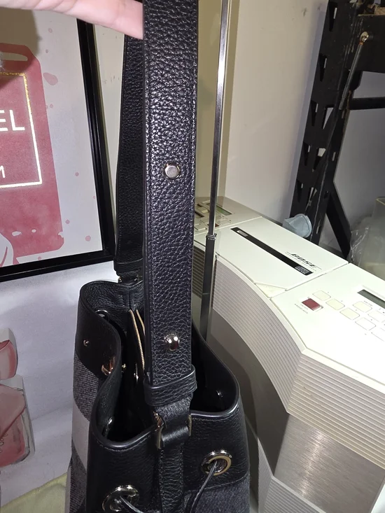 kate spade Marti Gingham Plaid Drawstring Bucket Bag - Picture 12 of 13